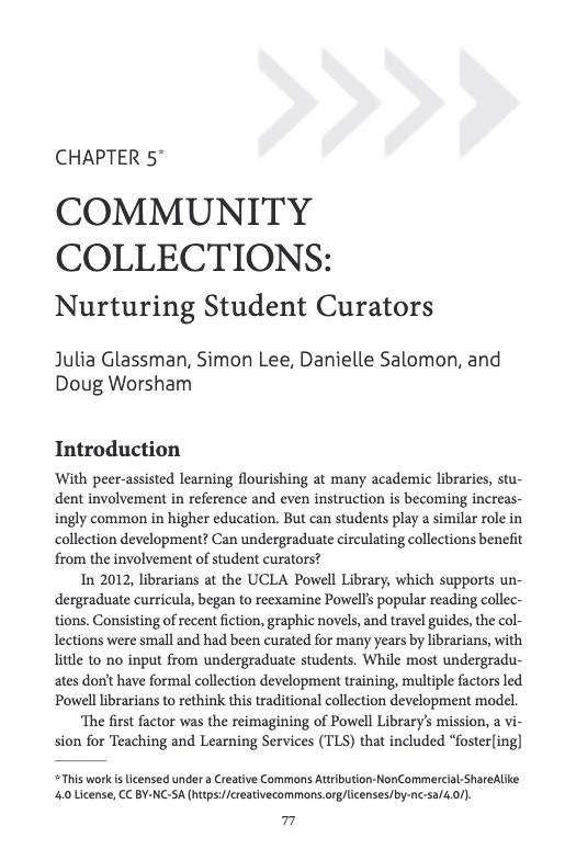 Community Collections: Nurturing Student Curators cover page