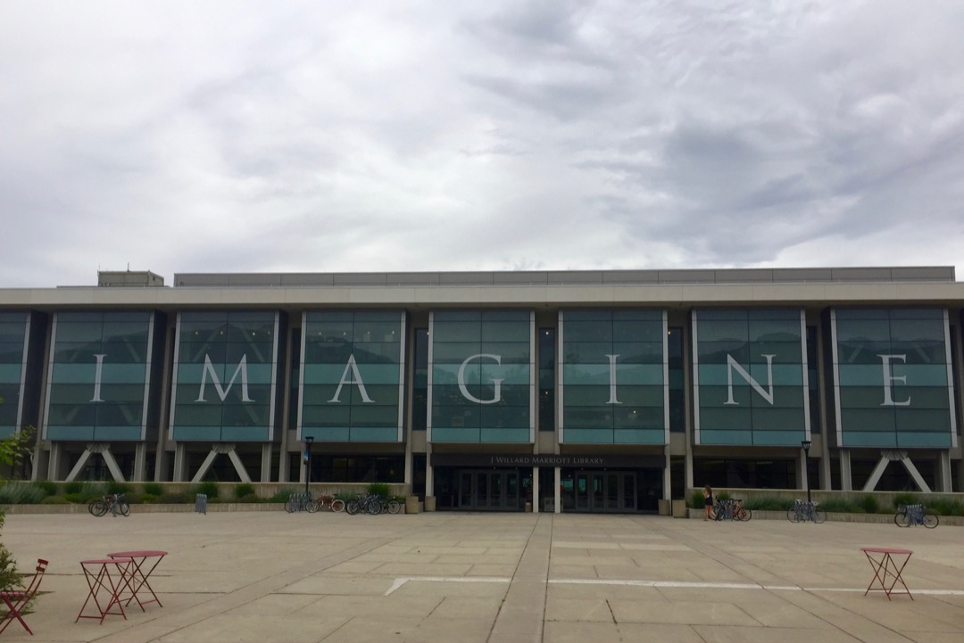 Imagine in giant letters on the library windows