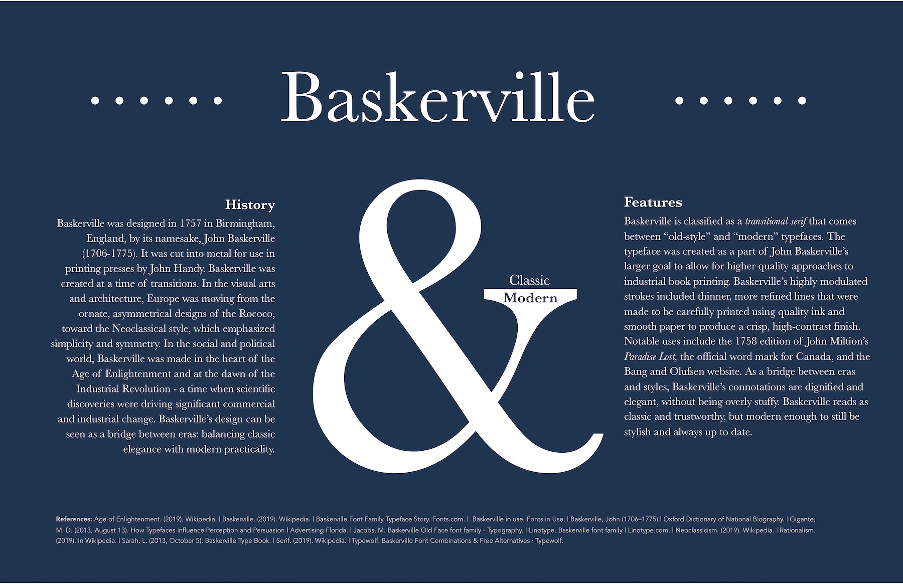A typographic poster about the font Baskerville - text in linked PDF